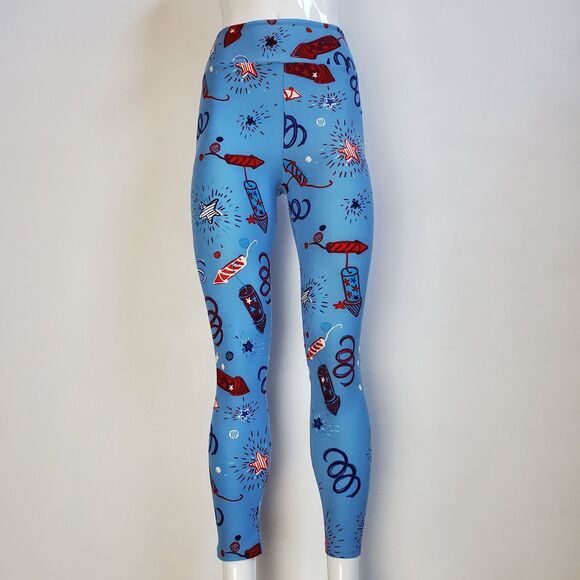 NEW LuLaRoe Light Blue Firework Leggings - Picture 1 of 8